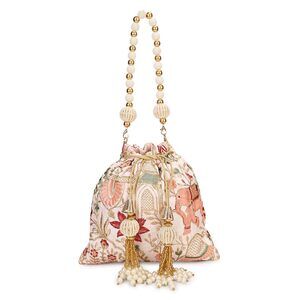 8767 Indian Ethnic Pearls & Sequence Potli Bag , Wedding Potli Bag